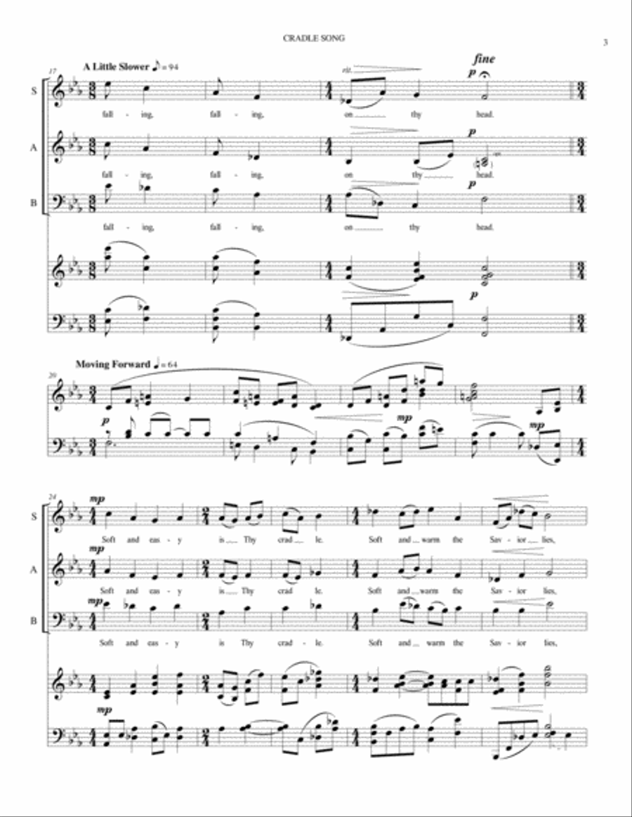 CRADLE SONG SAB 3-Part scores gallery preview page 3