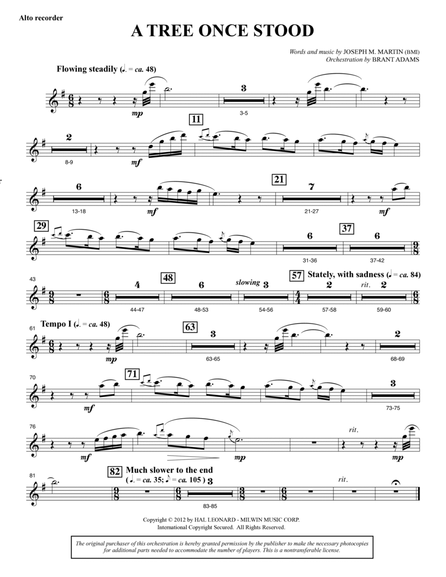 A Tree Once Stood - Alto Recorder Choir scores gallery preview page 1