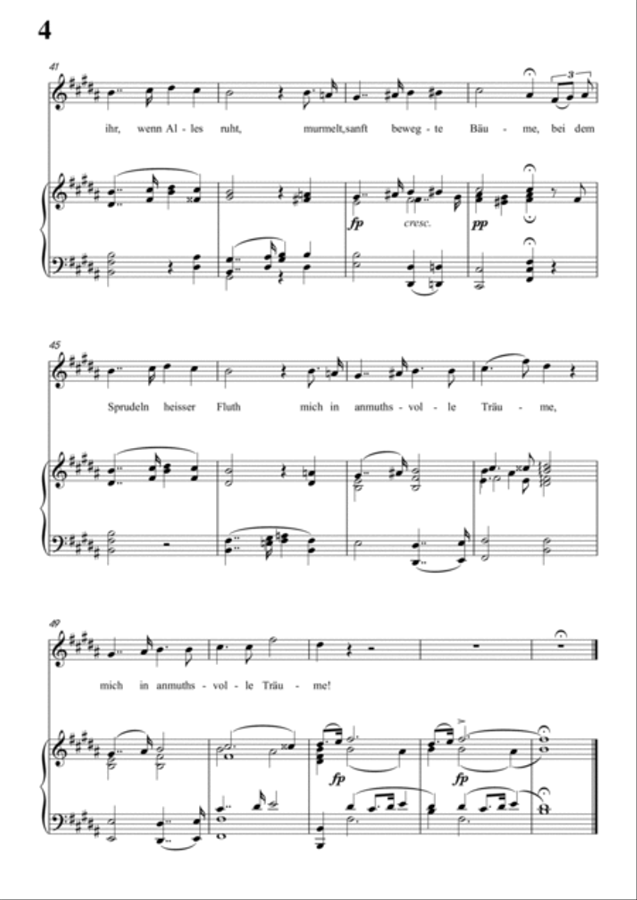 Schubert-Die Nacht in B D.358,for Vocal and Piano Voice scores gallery preview page 5