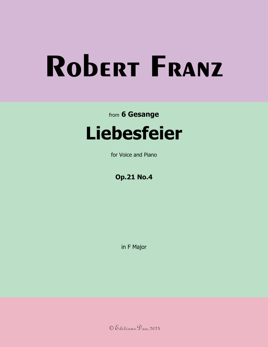 Liebesfeier, by Robert Franz, in F Major Voice scores gallery preview page 1