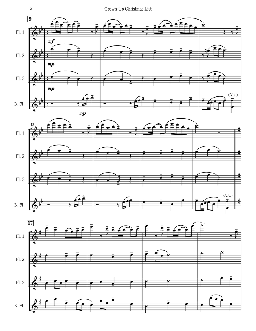 Grown-Up Christmas List Flute Quartet scores gallery preview page 2
