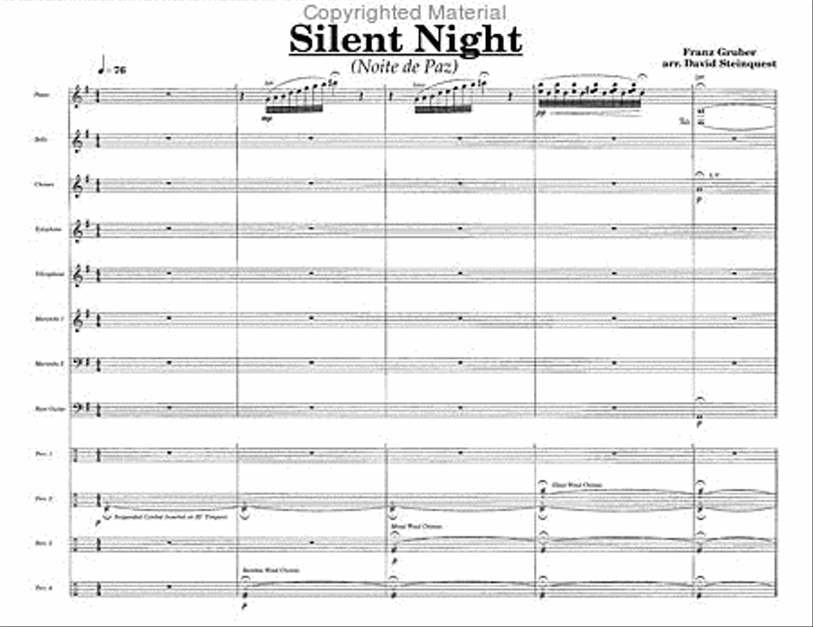 Silent Night (Noite de Paz) Percussion Ensemble scores gallery preview page 2