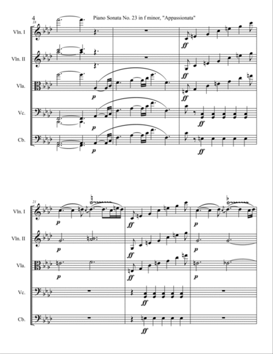 Appassionata Sonata, Movement 1 String Orchestra scores gallery preview page 4