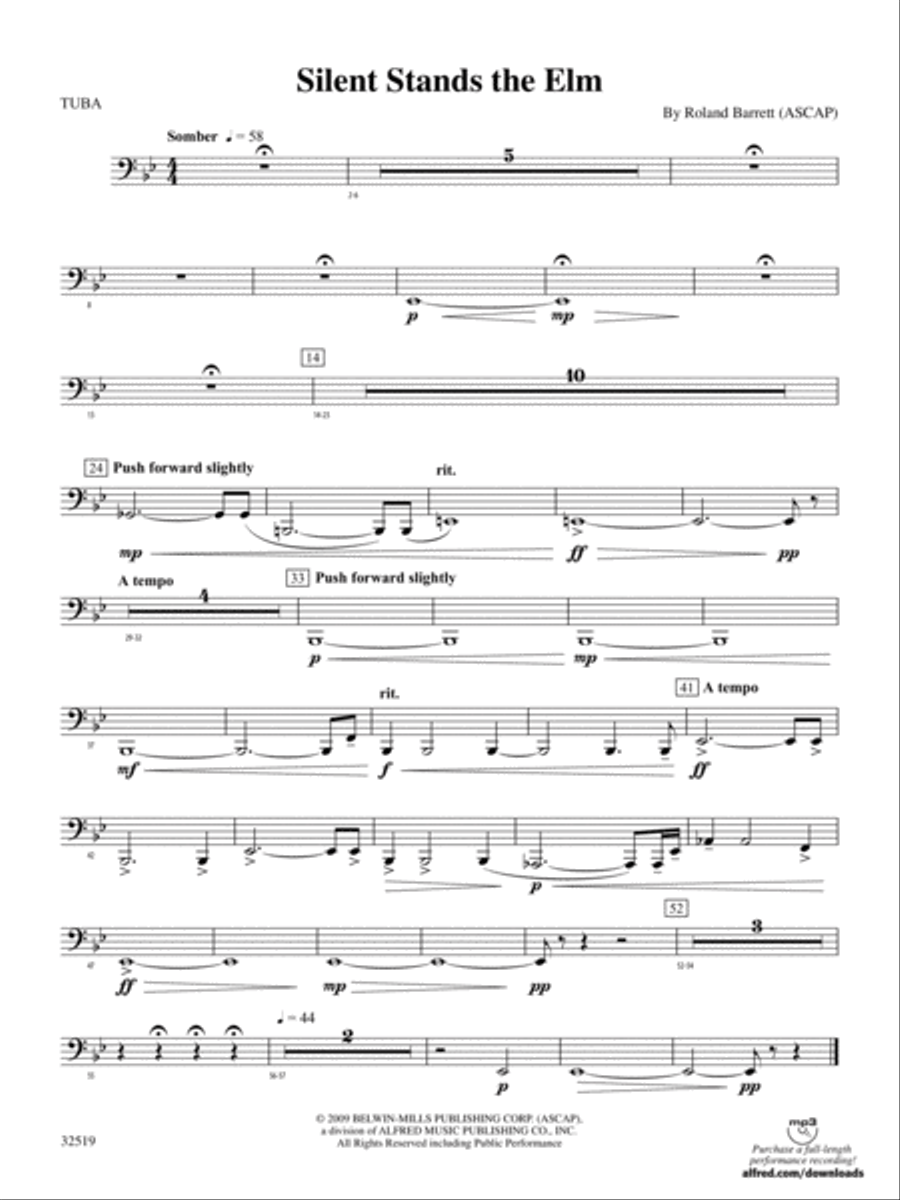 Silent Stands the Elm: Tuba Concert Band scores gallery preview page 1