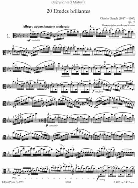20 Etudes brillantes Op. 73 for Violin (Transcribed for Viola)