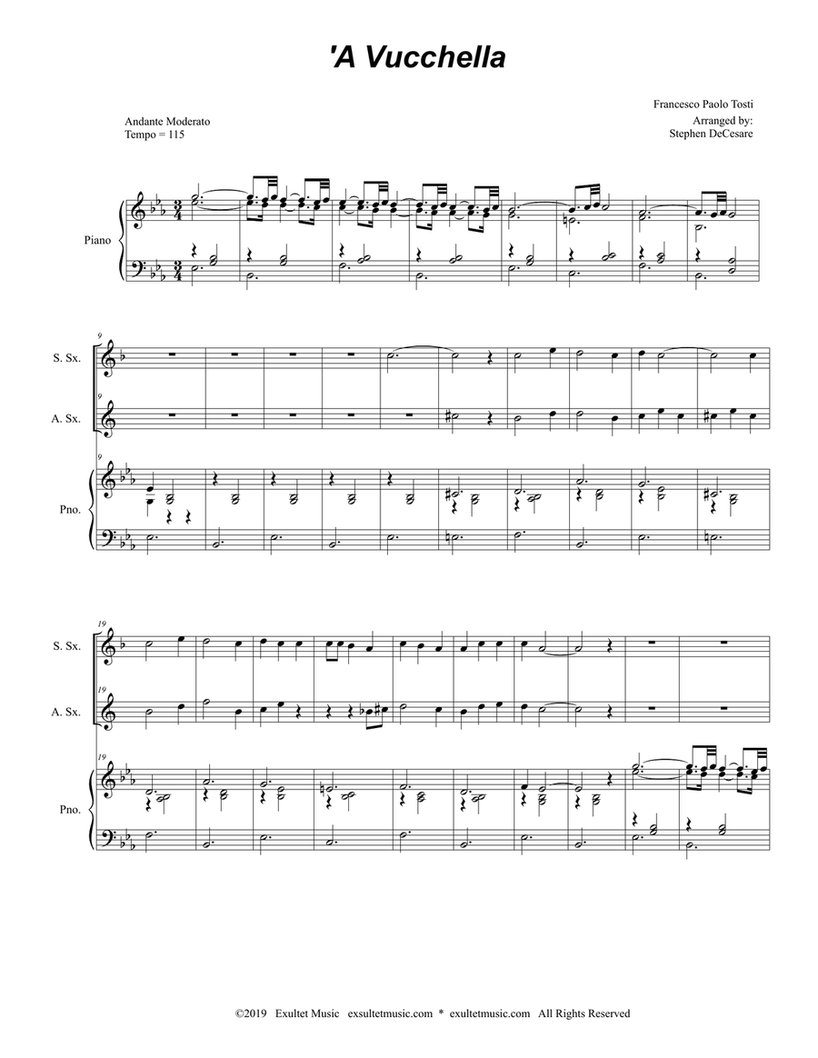 A Vucchella (Duet for Soprano and Alto Saxophone) Woodwind Duet scores gallery preview page 2