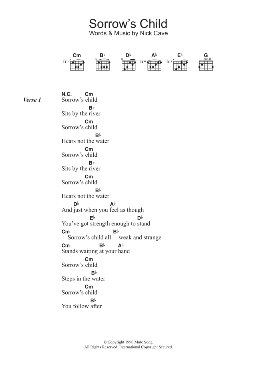 Sorrow's Child by Nick Cave Guitar - Digital Sheet Music