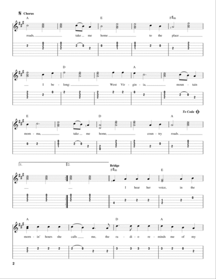 Country Roads, Take Me Home Acoustic Guitar scores gallery preview page 2