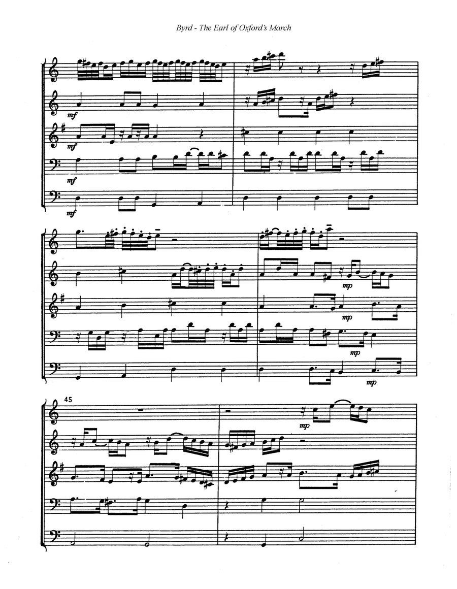 Earl of Oxford's March for Brass Quintet Brass Quintet scores gallery preview page 6