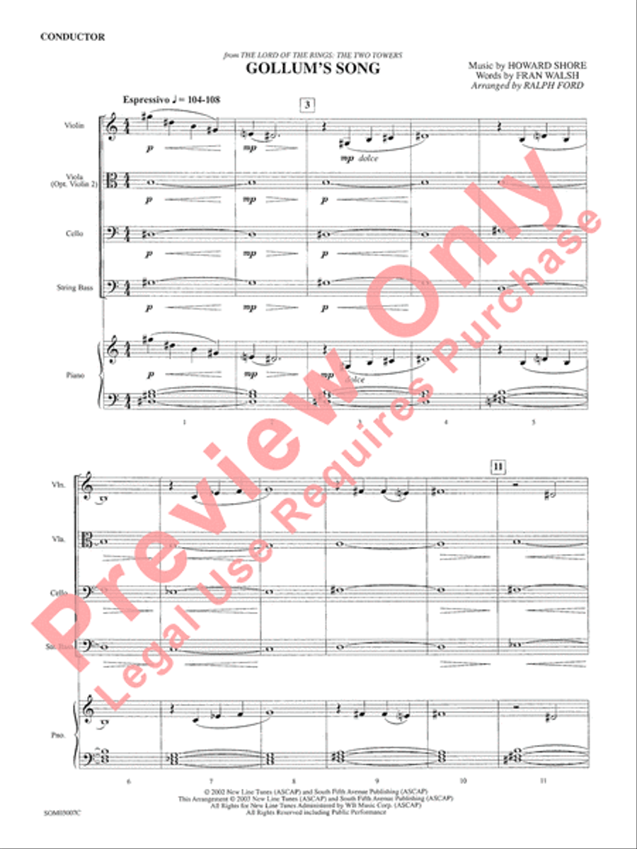 Gollum's Song (from The Lord of the Rings: The Two Towers) String Orchestra scores gallery preview page 3