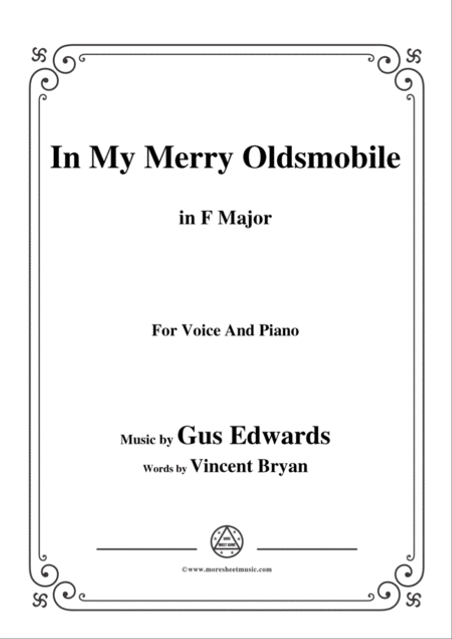 Gus Edwards-In My Merry Oldsmobile,in F Major,for Voice and Piano image number null