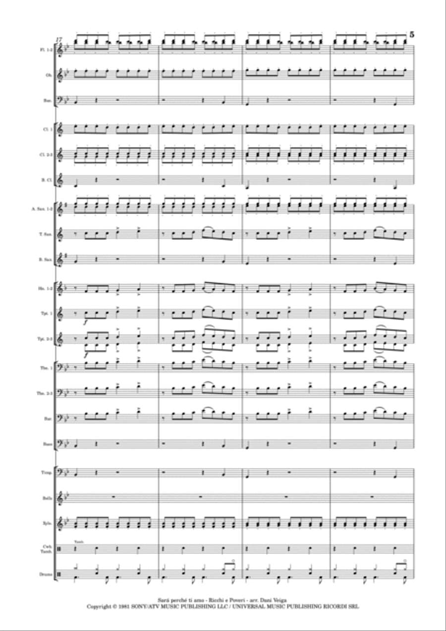 Sara Perche Ti Amo Concert Band scores gallery preview page 5