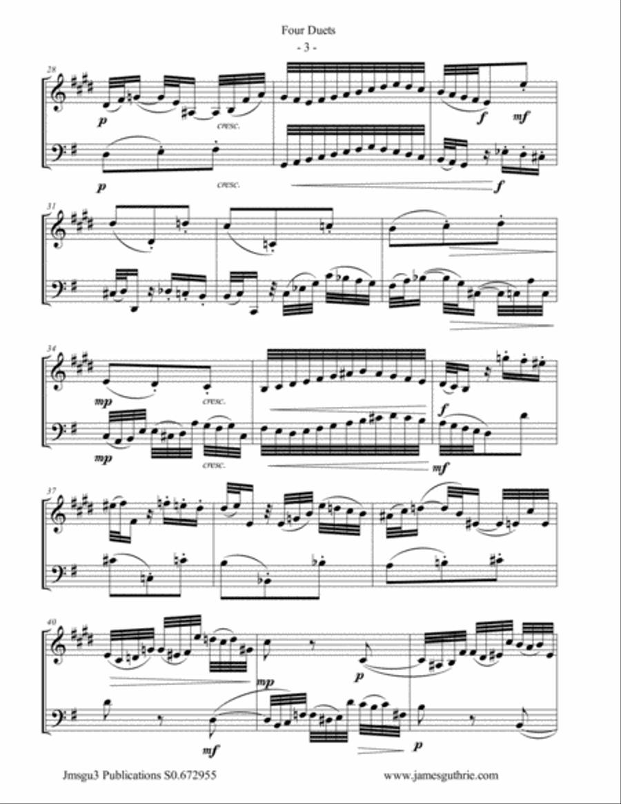 Bach: Four Duets for Alto Clarinet & Cello E-Flat Clarinet scores gallery preview page 3