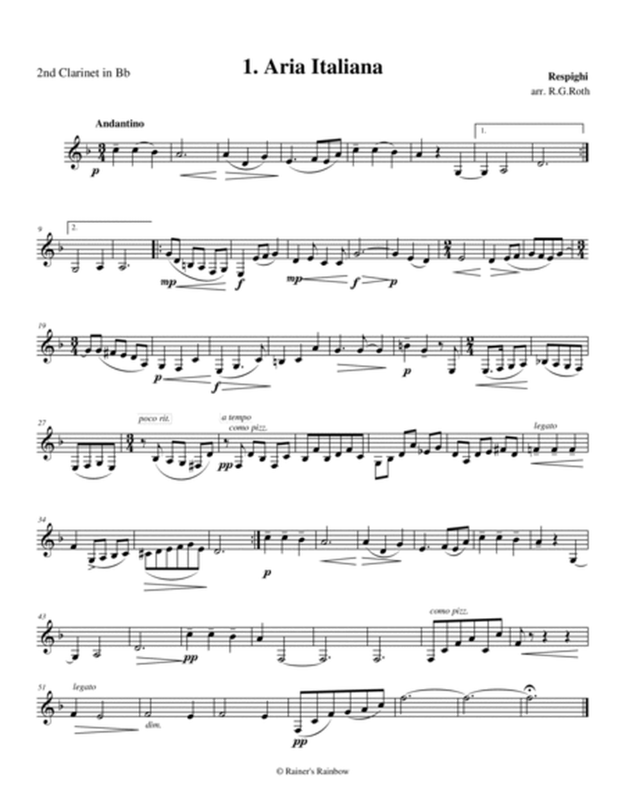 Respighi 1931 P172 Ancient Airs & Dances Suite III 1 Italiana Ignoto For Clarinet Quartet