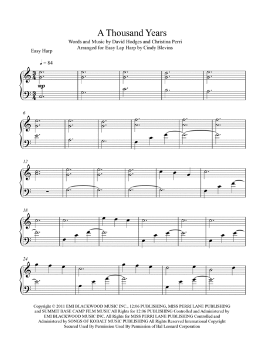 A Thousand Years Lap Harp scores gallery preview page 2