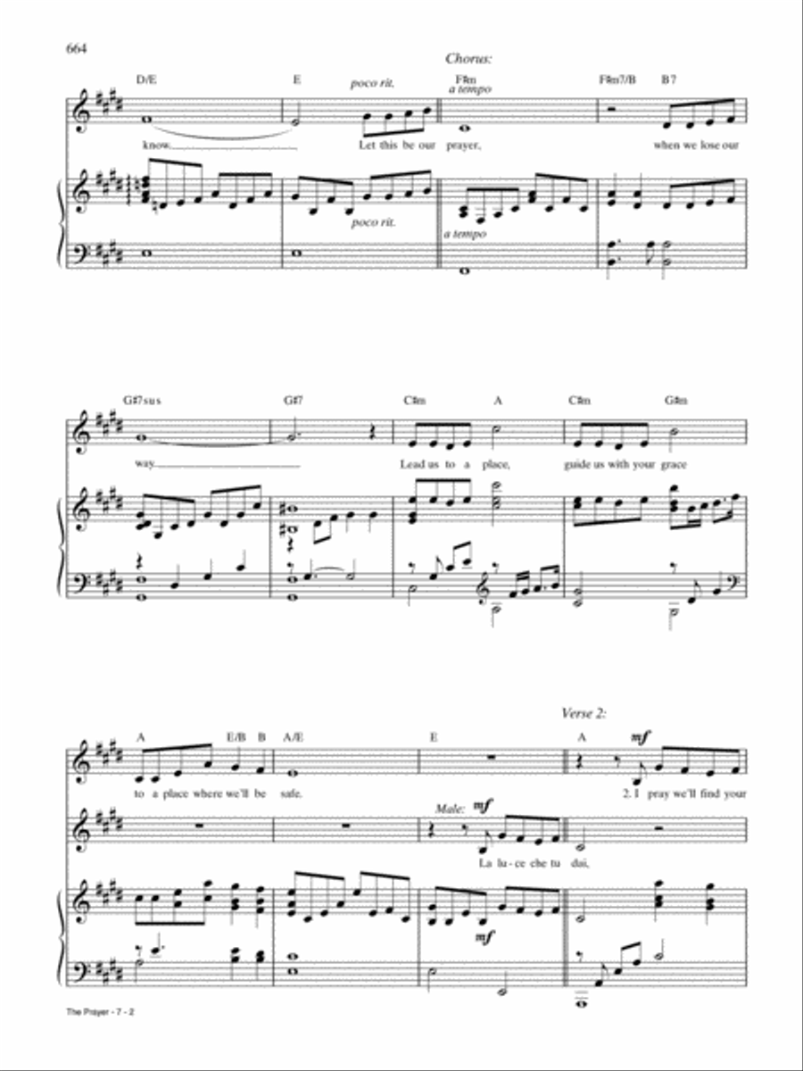 The Prayer (Italian/English Version) Piano, Vocal, Guitar scores gallery preview page 2