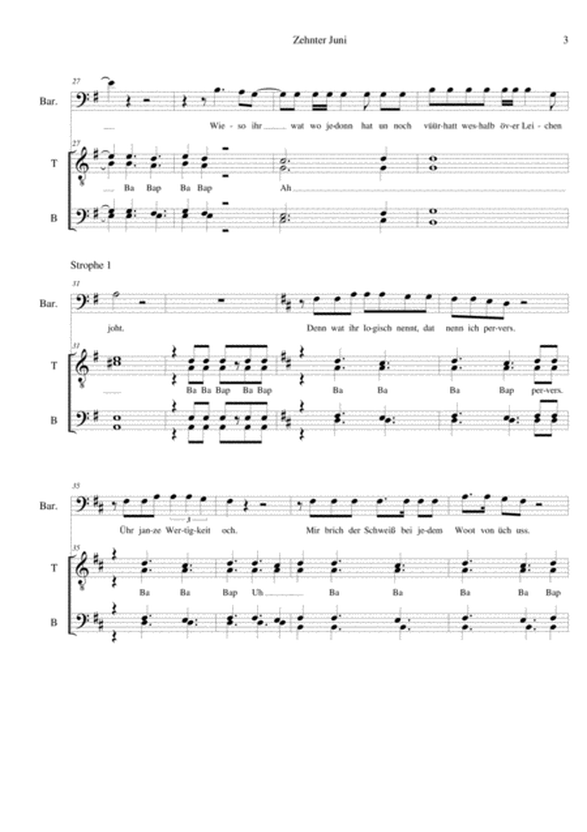 Zehnter Juni (BAP) (TTBB + Bar.) - Arrangement for men's choir and Solo Baritone by Martin Schröder image number null