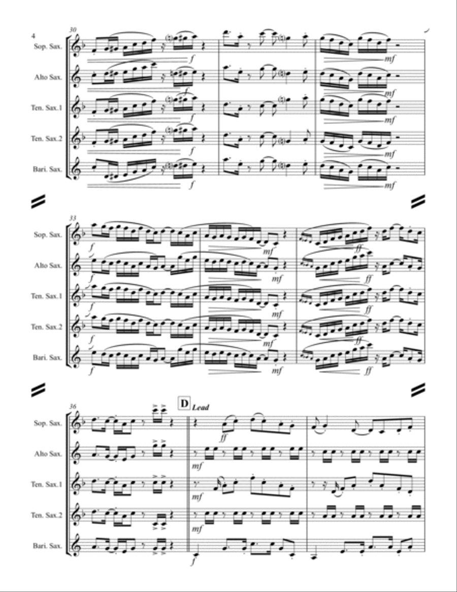 Sir Duke Saxophone Quintet scores gallery preview page 5