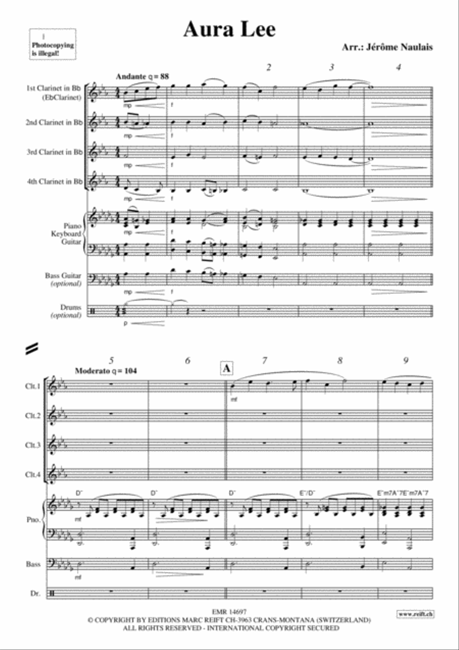 Aura Lee Clarinet scores gallery preview page 3