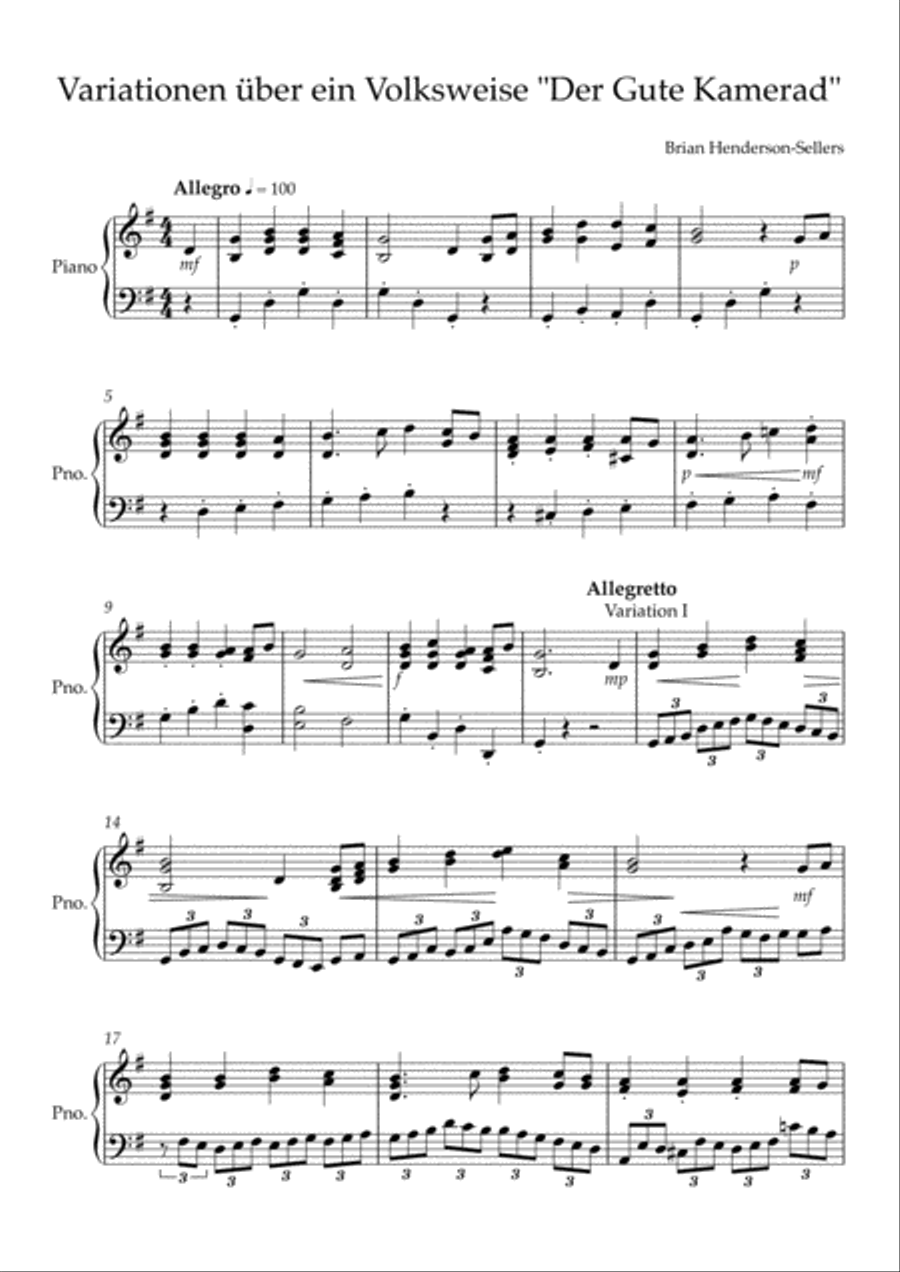 Piano variations on a folk song 