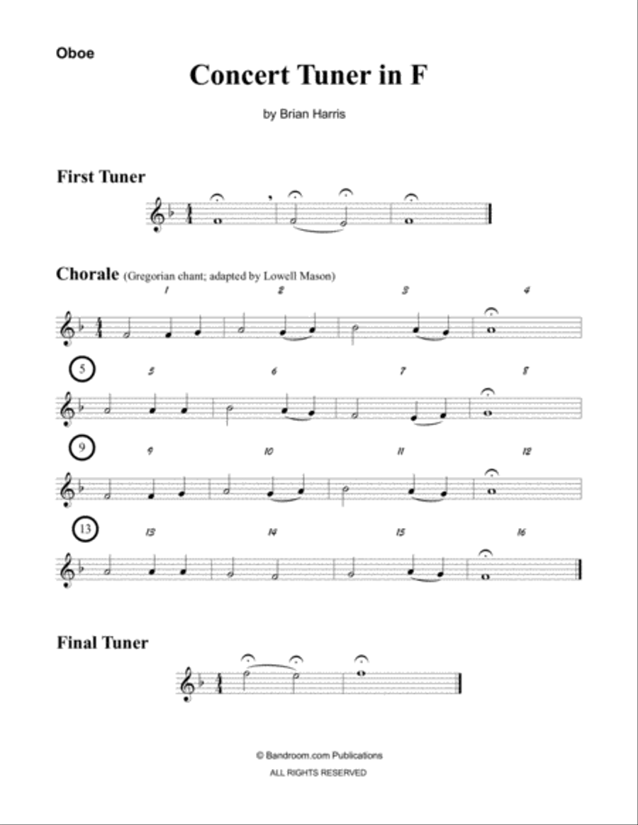 CONCERT TUNER IN F (young concert band warm up; very easy; score & parts & license) image number null