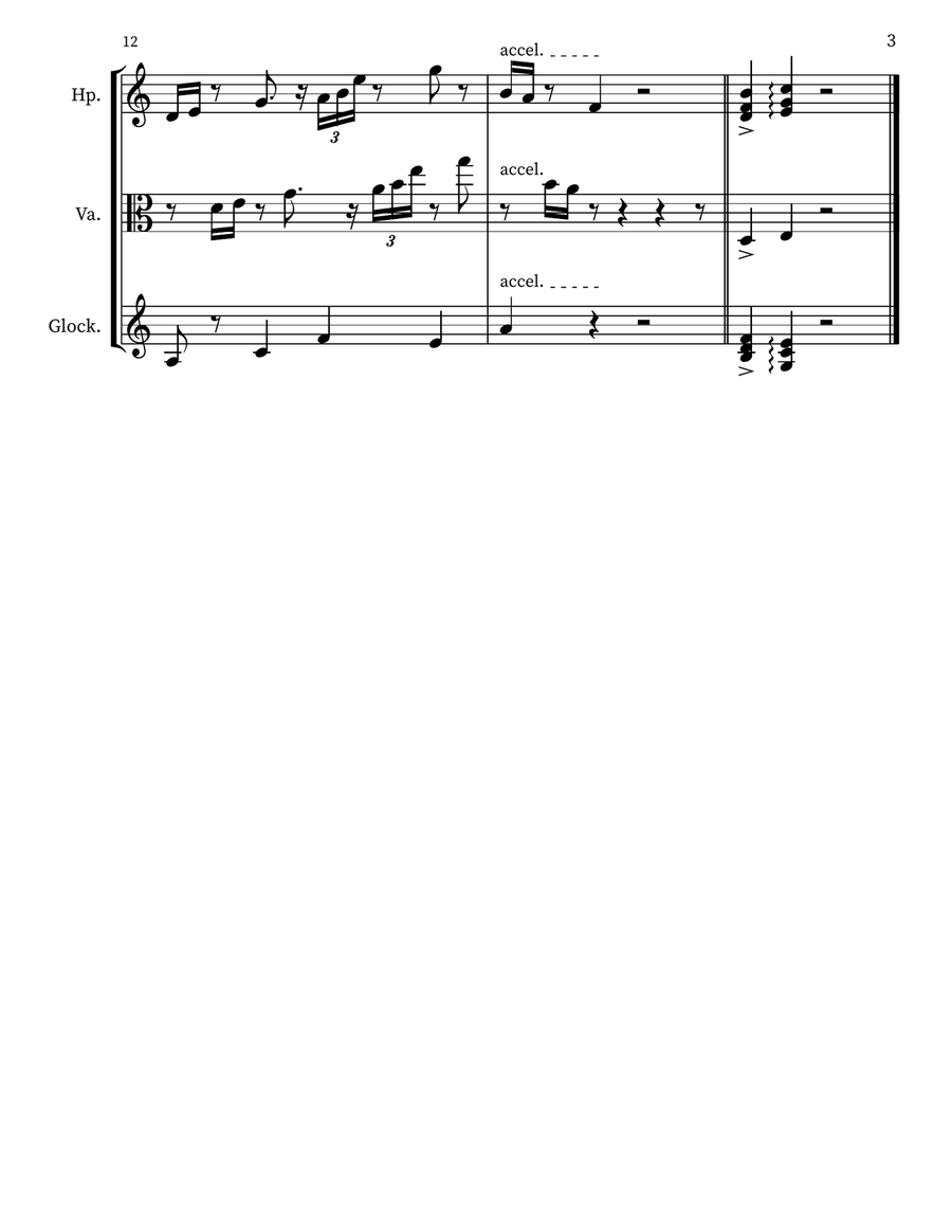 A 98 for harp, viola, glockenspiel Small Ensemble scores gallery preview page 3