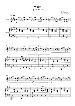 Waltz (Op. 39 No. 15), Johannes Brahms, For Violin & Piano