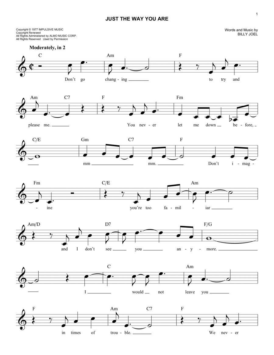 Just The Way You Are Piano scores gallery preview page 1