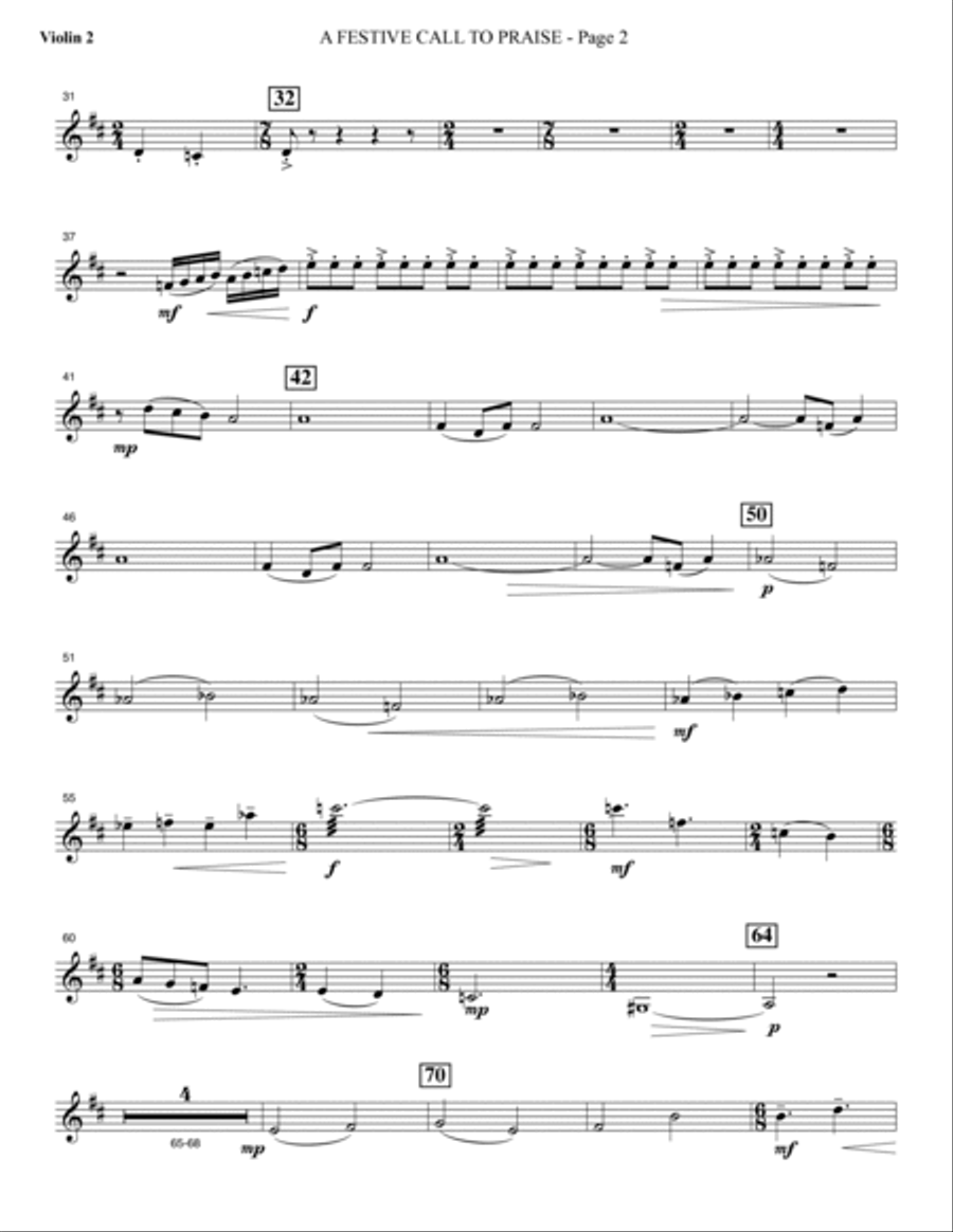 A Festive Call to Praise - Violin 2 Choir scores gallery preview page 2