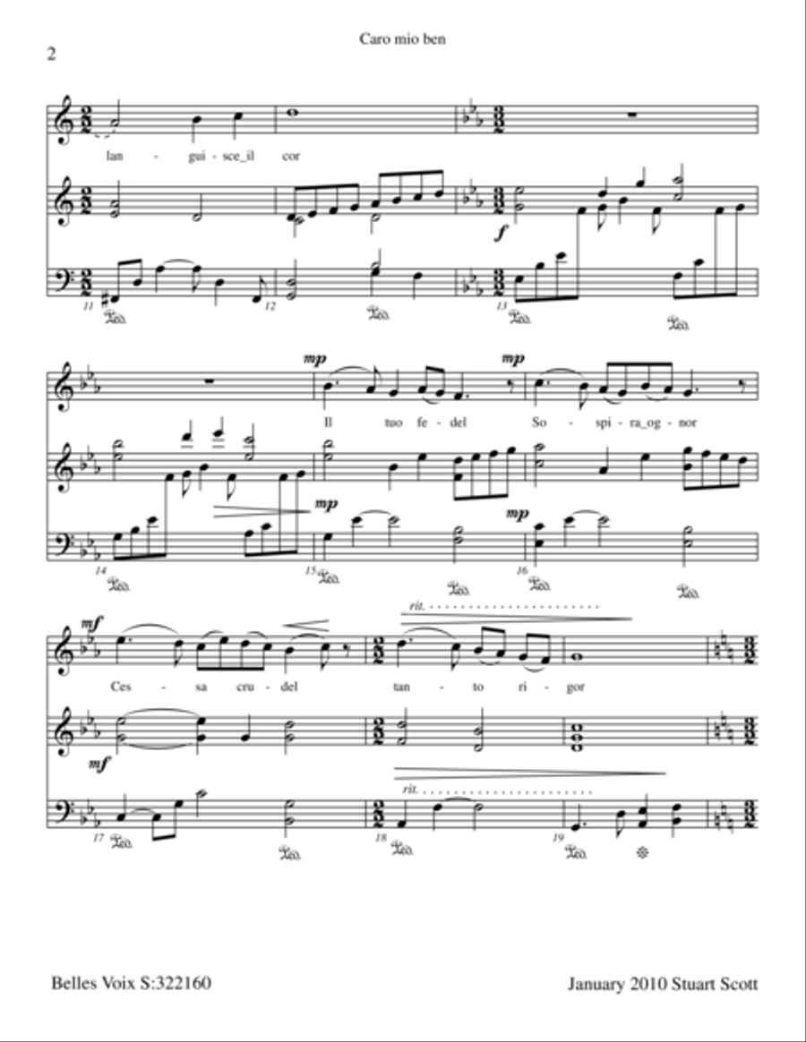 Caro mio ben Voice Solo scores gallery preview page 2