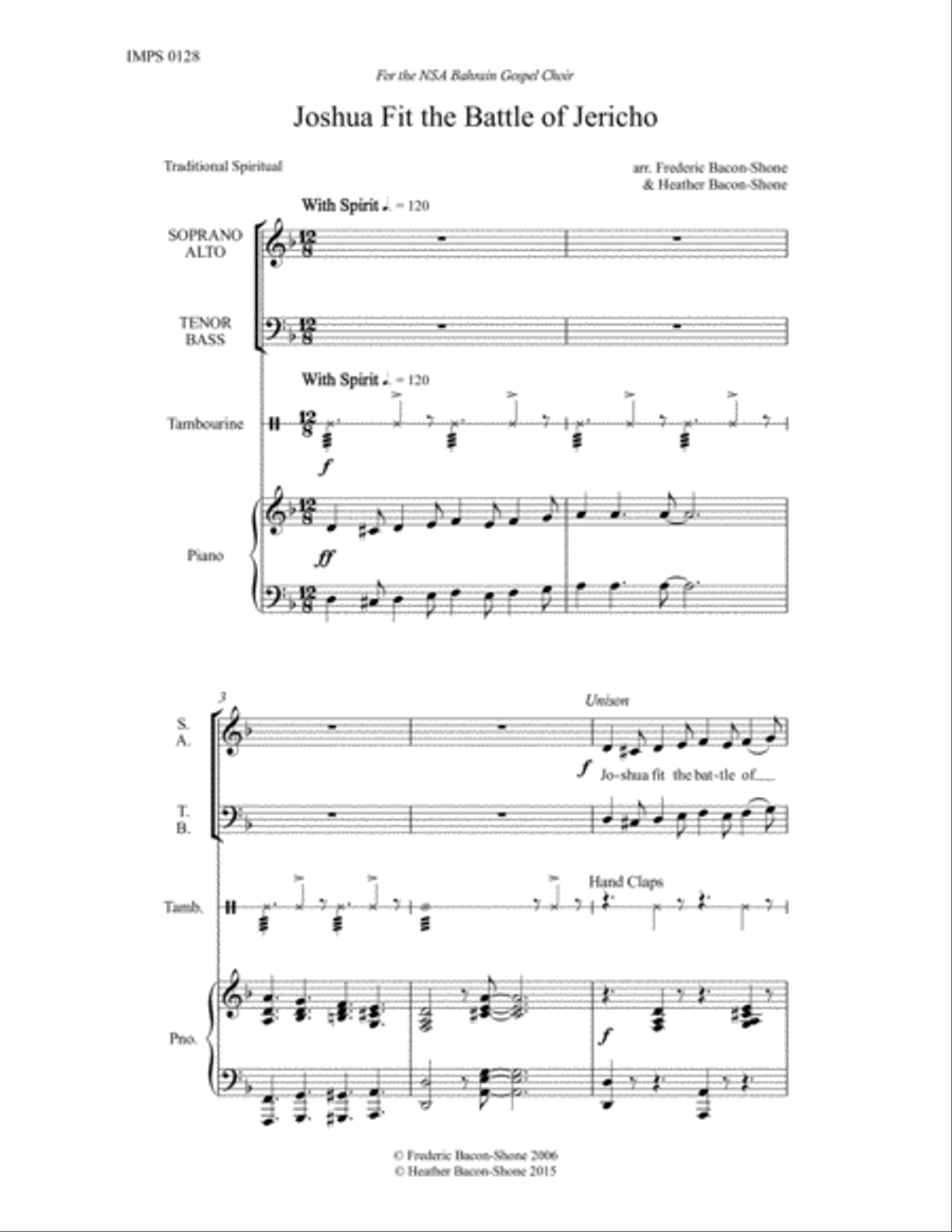 Joshua Fit the Battle of Jericho 4-Part scores gallery preview page 2