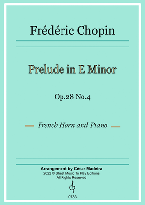 Book cover for Prelude in E minor by Chopin - French Horn and Piano (Full Score and Parts)
