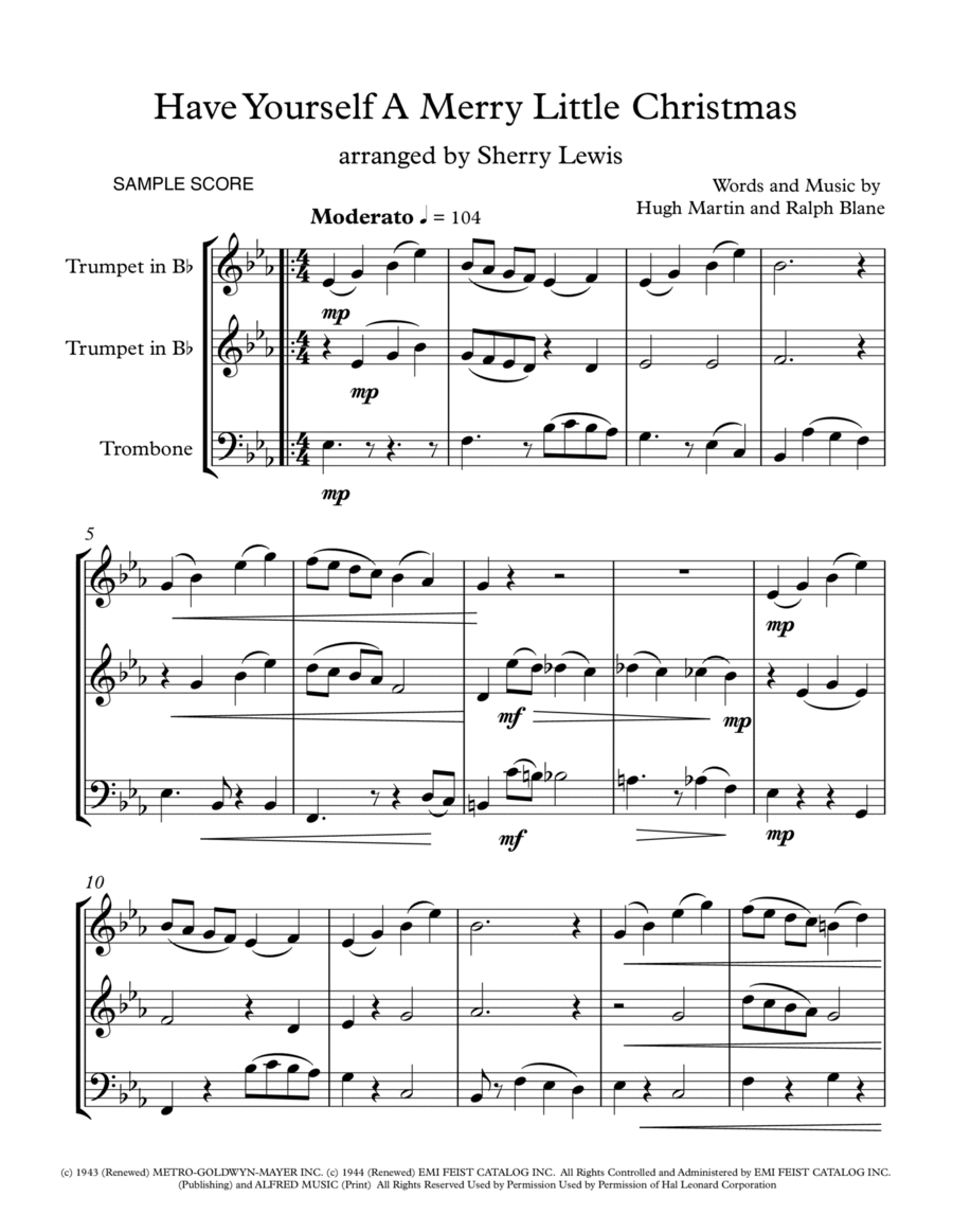 Have Yourself A Merry Little Christmas Trombone scores gallery preview page 1