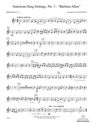 American Song Settings, No. 3 "Barbara Allen": (wp) Baritone T.C.