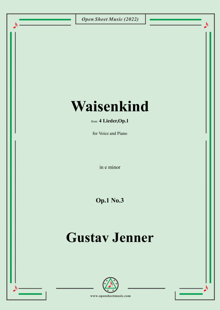 Jenner-Waisenkind,in e minor,Op.1 No.3,from '4 Lieder,Op.1' Voice scores gallery preview page 1
