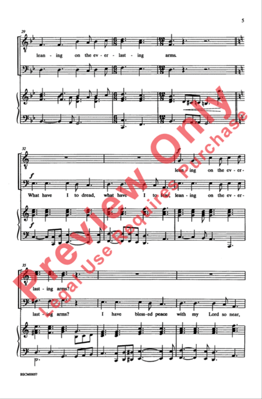 Leaning on the Everlasting Arms Men's Choir scores gallery preview page 5