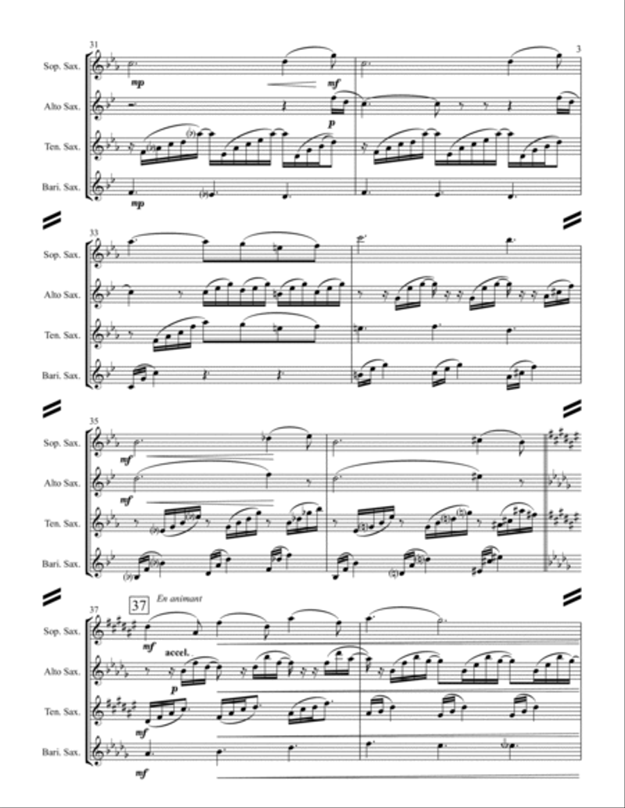 Clair de Lune (for Saxophone Quartet SATB) Saxophone Quartet scores gallery preview page 4