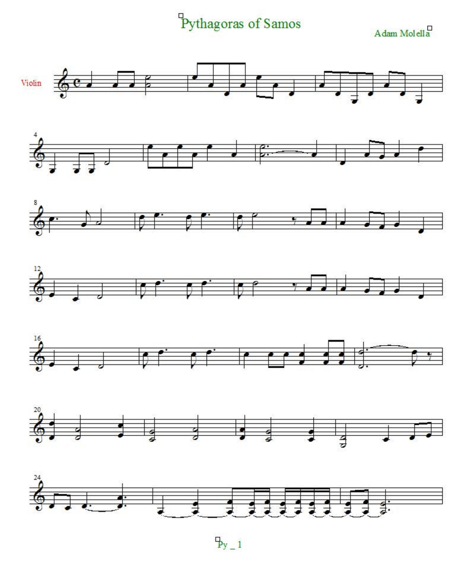 Pythagoras : ancient GREEK variations for Solo Violin Violin Solo scores gallery preview page 1