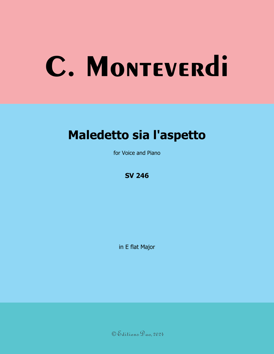 Maledetto sia l'aspetto, by Monteverdi, in E flat Major Piano, Vocal scores gallery preview page 1