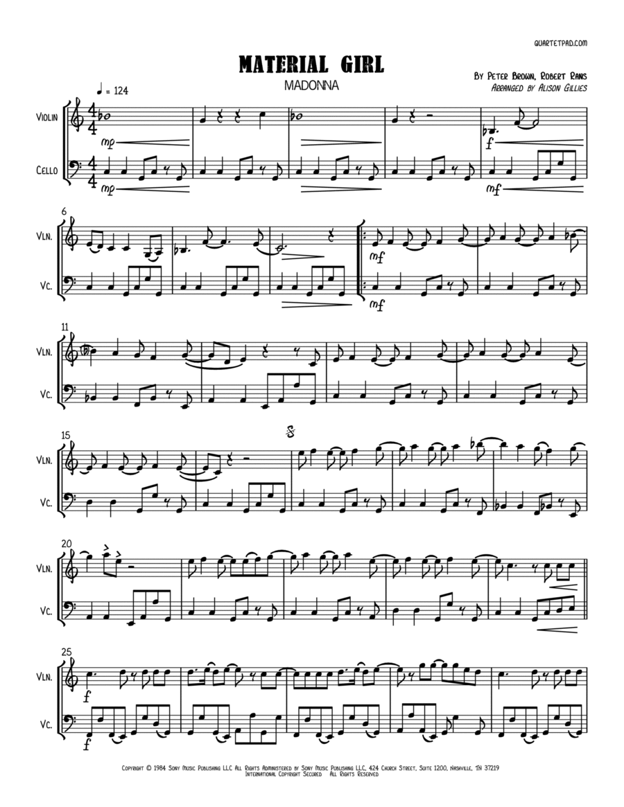 Material Girl String Duet scores gallery preview page 1