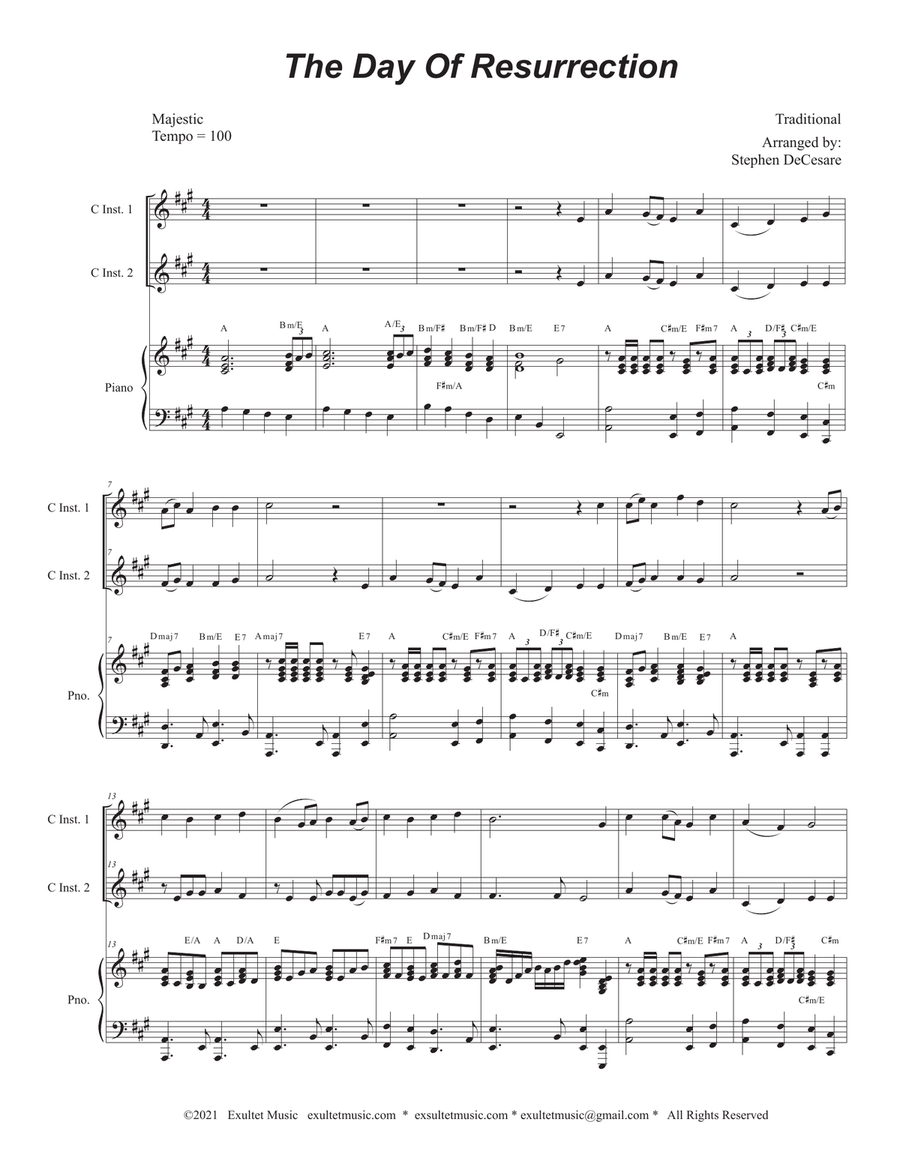 The Day Of Resurrection (Duet for C-Instruments - Piano Accompaniment) Piano scores gallery preview page 1
