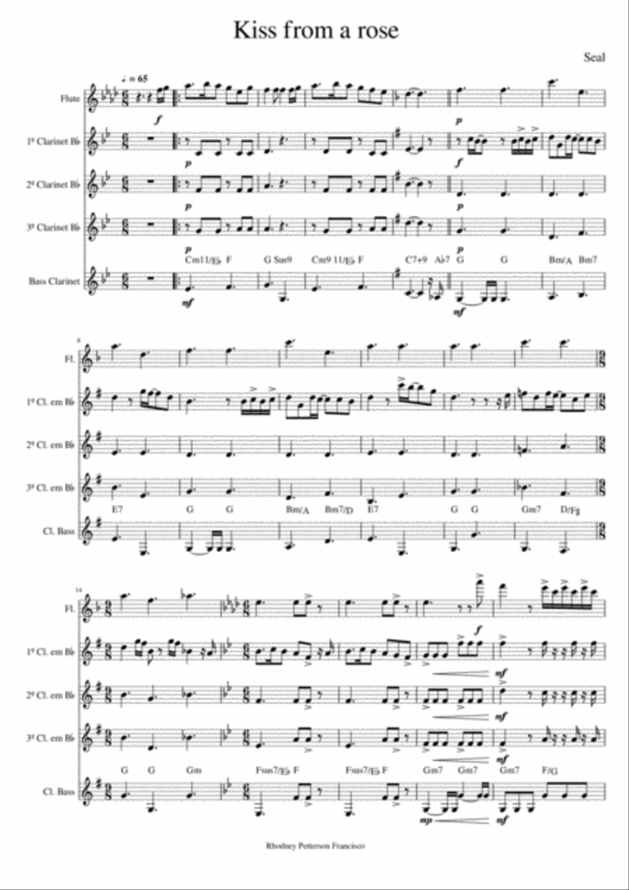 Kiss From A Rose Woodwind Quintet scores gallery preview page 1