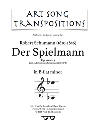 SCHUMANN: Der Spielmann, Op. 40 no. 4 (transposed to B-flat minor)