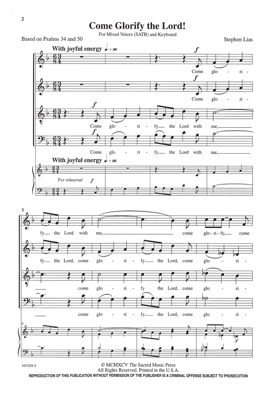 Come, Glorify the Lord (Digital Download) Choir scores gallery preview page 2