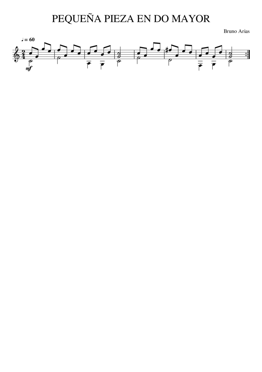 Pequeña Pieza en Do Mayor (Small piece in C major) Classical Guitar scores gallery preview page 1