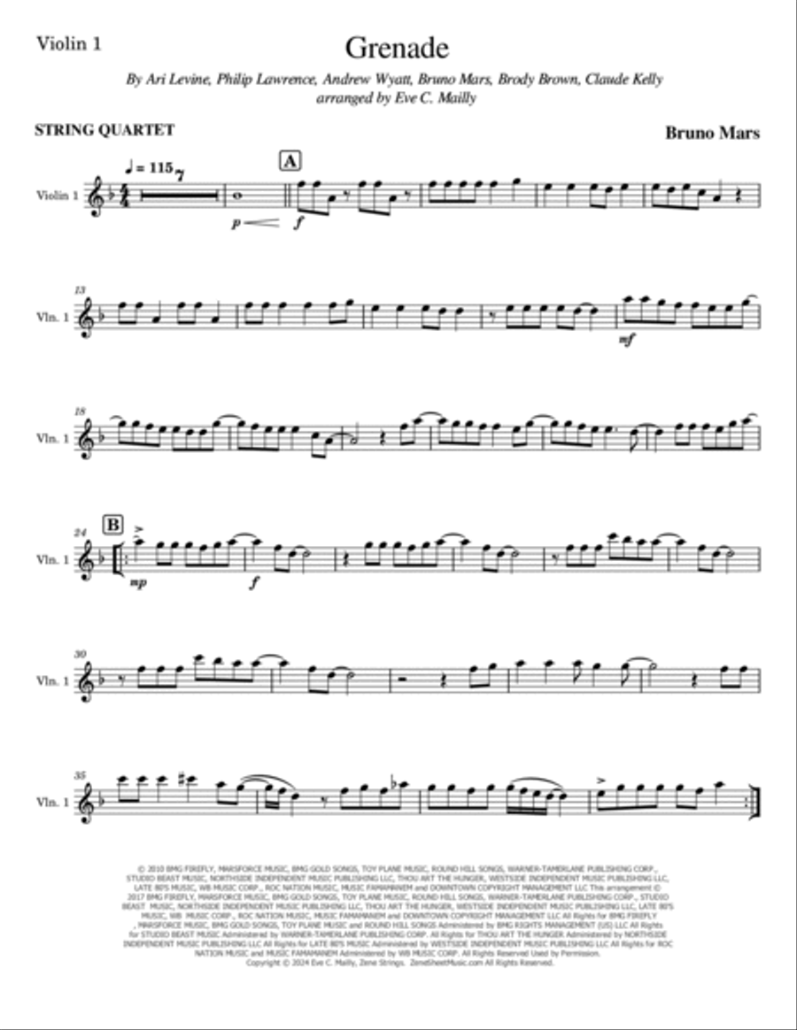 Grenade Grenade String Quartet scores gallery preview page 4