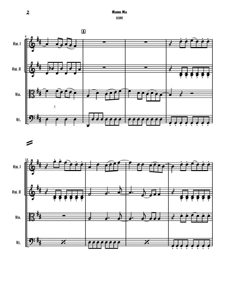 Mamma Mia String Quartet scores gallery preview page 3