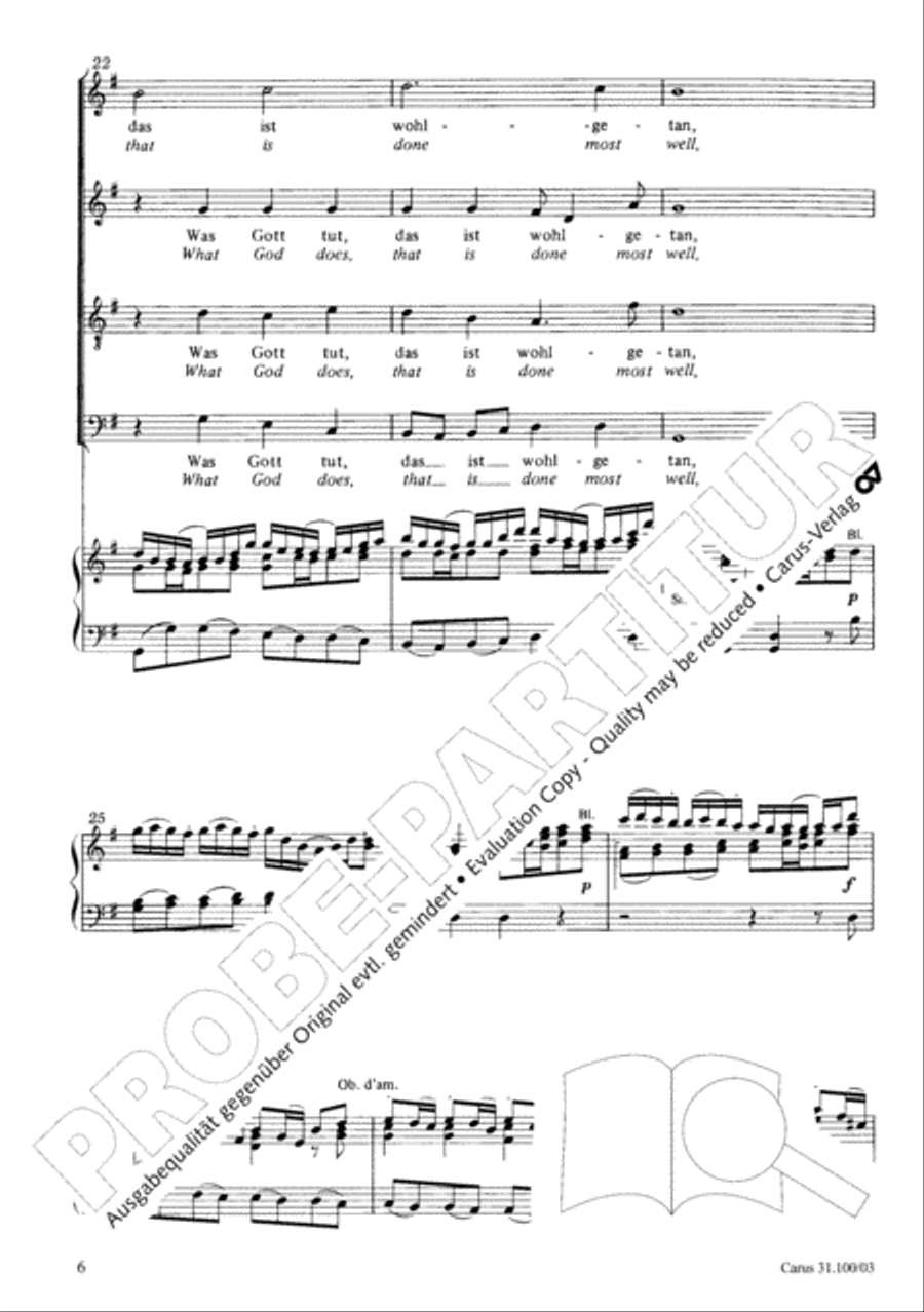 Whatever God ordains is right (Was Gott tut, das ist wohlgetan) 4-Part scores gallery preview page 7