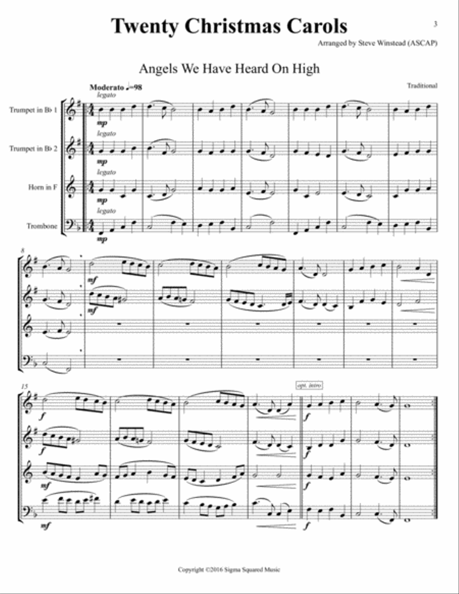 Twenty Christmas Carols for Brass Quartet Brass Quartet scores gallery preview page 3