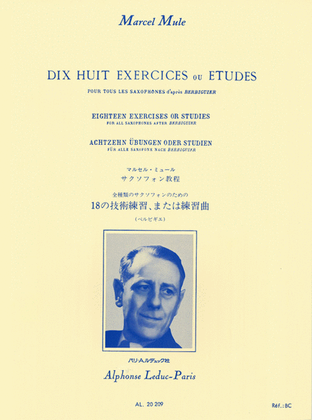 Book cover for Dix Huit Exercices ou Etudes Pour Tous les Saxophones d'apres Berbiguier